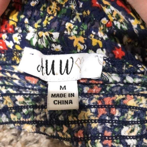 Francesca’s Collection AUW Wide Leg Jumpsuit Size Medium Navy Blue Floral Print - Picture 7 of 12